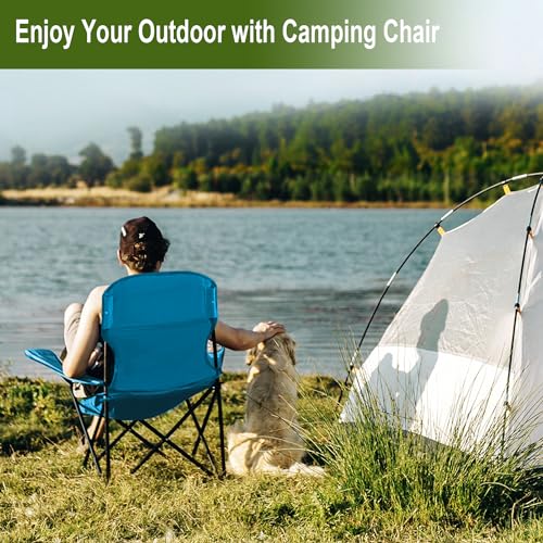 Folding Camping Chair with Cooler Bag, Blue M52710