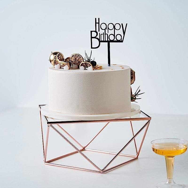 3 Rose Gold Metal Glass Geometric Cake Stands X8831
