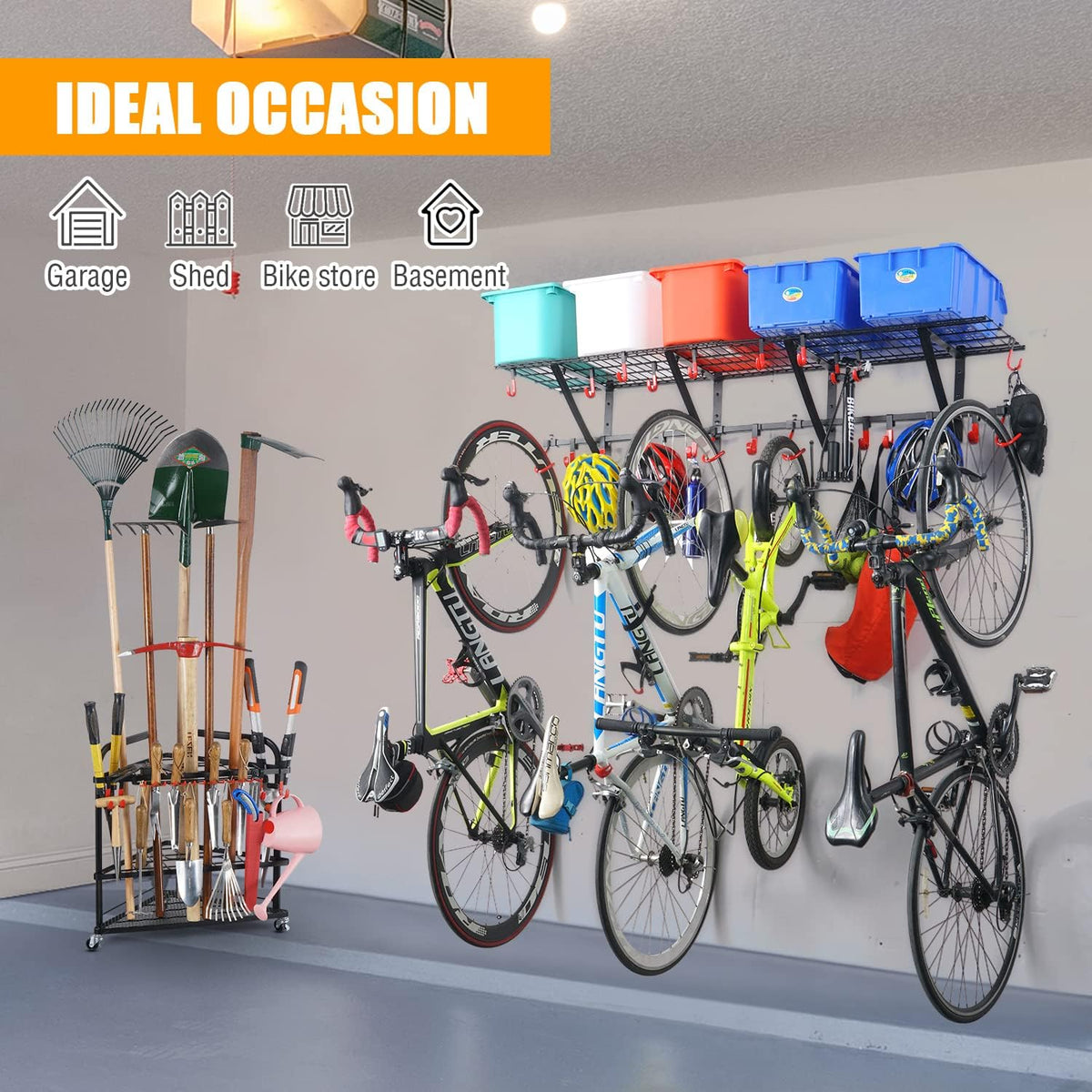 Wall Shelving 2-Pack with Bike Hooks E256942
