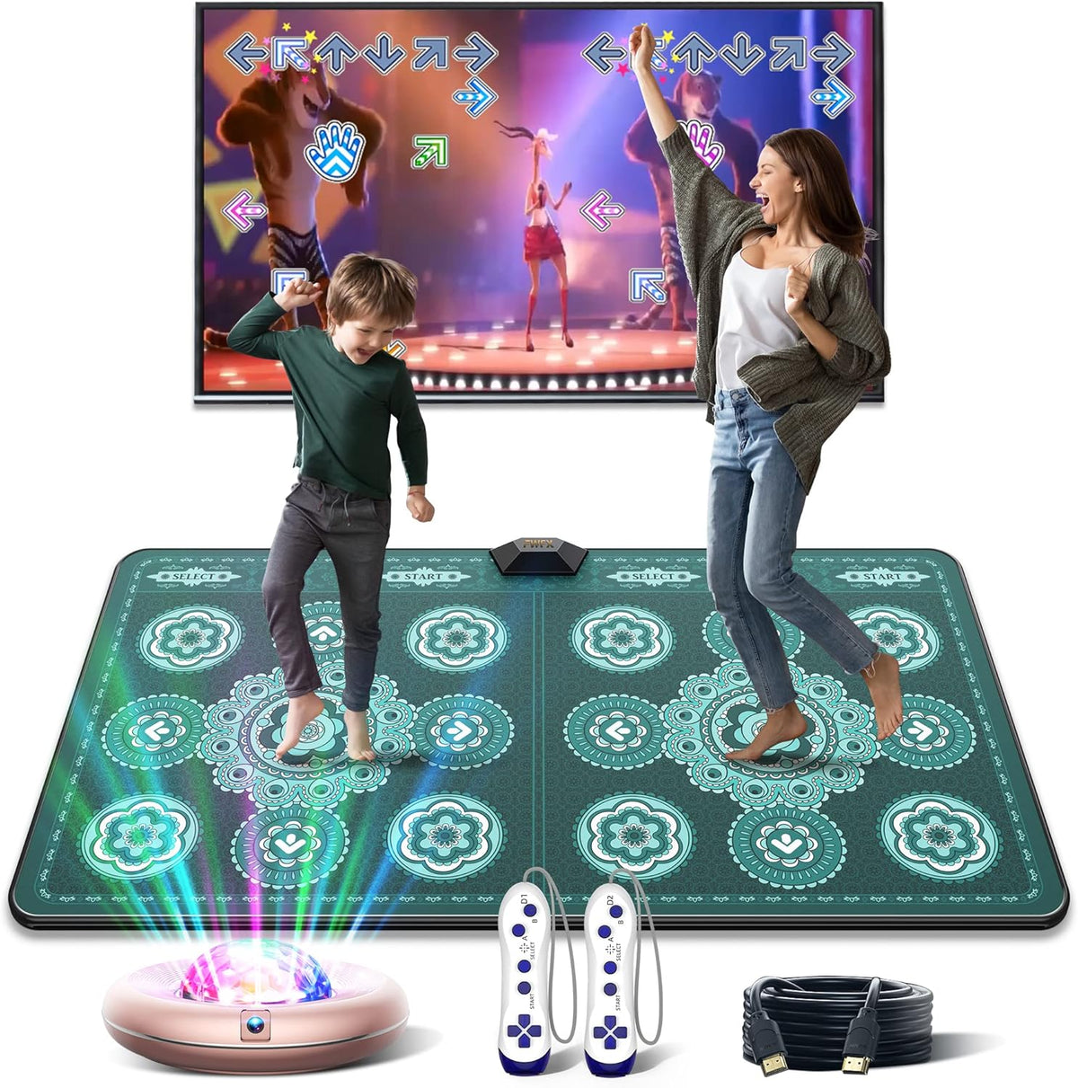 Dance Mat for TV, Wireless Musical Electronic Dance Mats with HD Camera, Double User Non-Slip Dance Step Pad Q27036