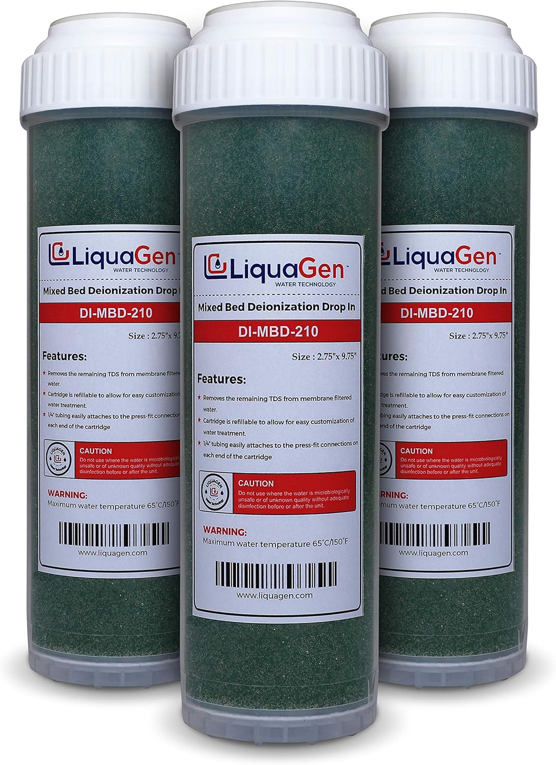 3 Pack 10" Refillable Deionization Filters for RO/DI Aquarium D695