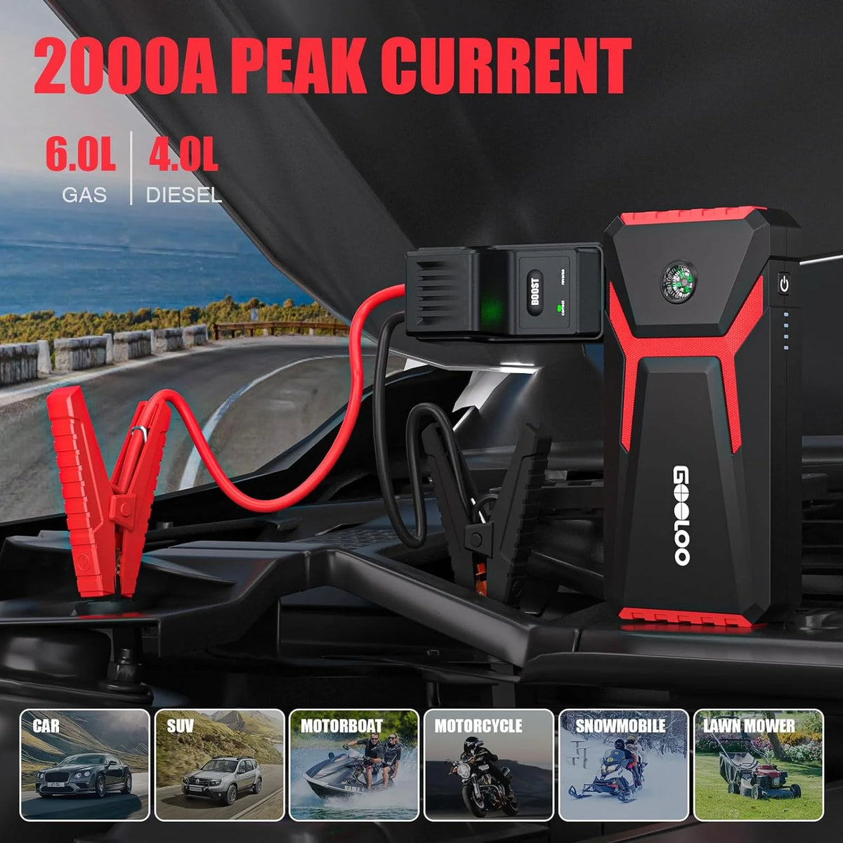 2000A Portable Car Battery Jump Starter K7584