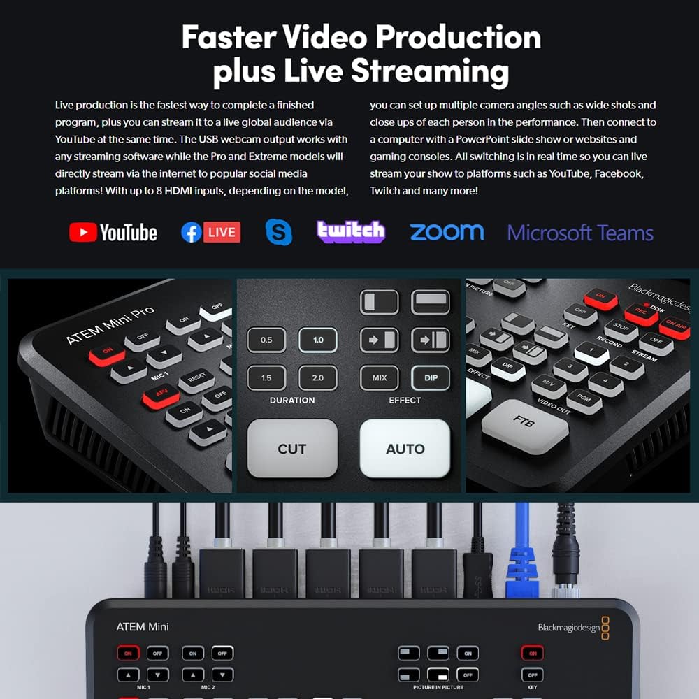 ATEM Mini HDMI Live Switcher Basic Bundle with Cables and Cleaning Kit L6986