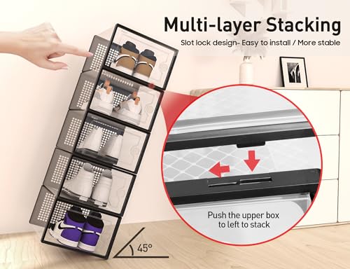 12 Pack Clear Plastic Stackable Shoe Storage Boxes B71262