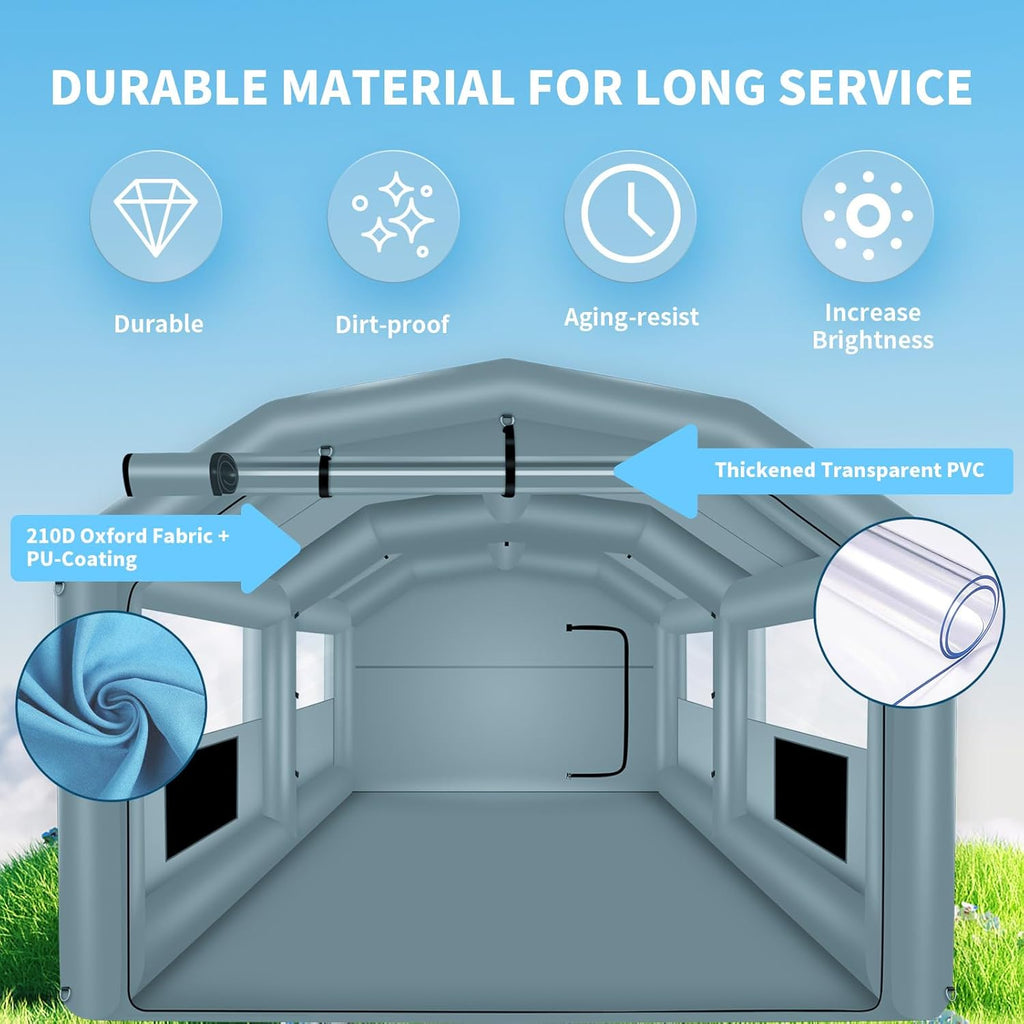 Inflatable Paint Booth 20 x 13.5 x 9.7ft Portable Spray Booth Tent with 1100W Blower W60726