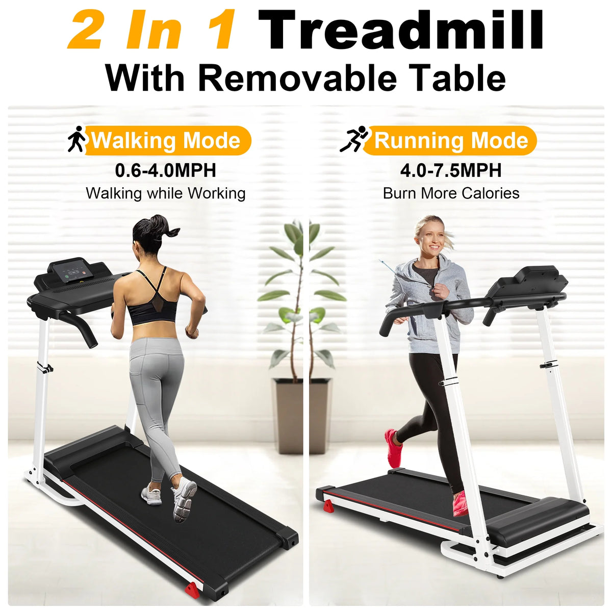 300Lbs Portable Folding Treadmill with Desk W3932