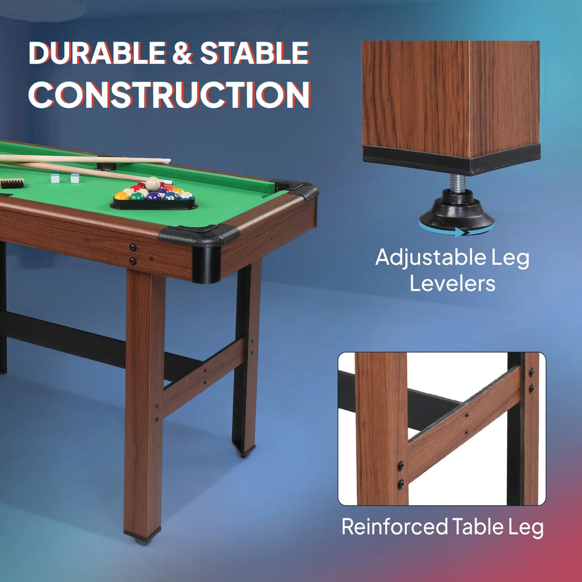 48" Mini Billiard Table with Balls, Cues, Chalk, Brush and Triangle P251039