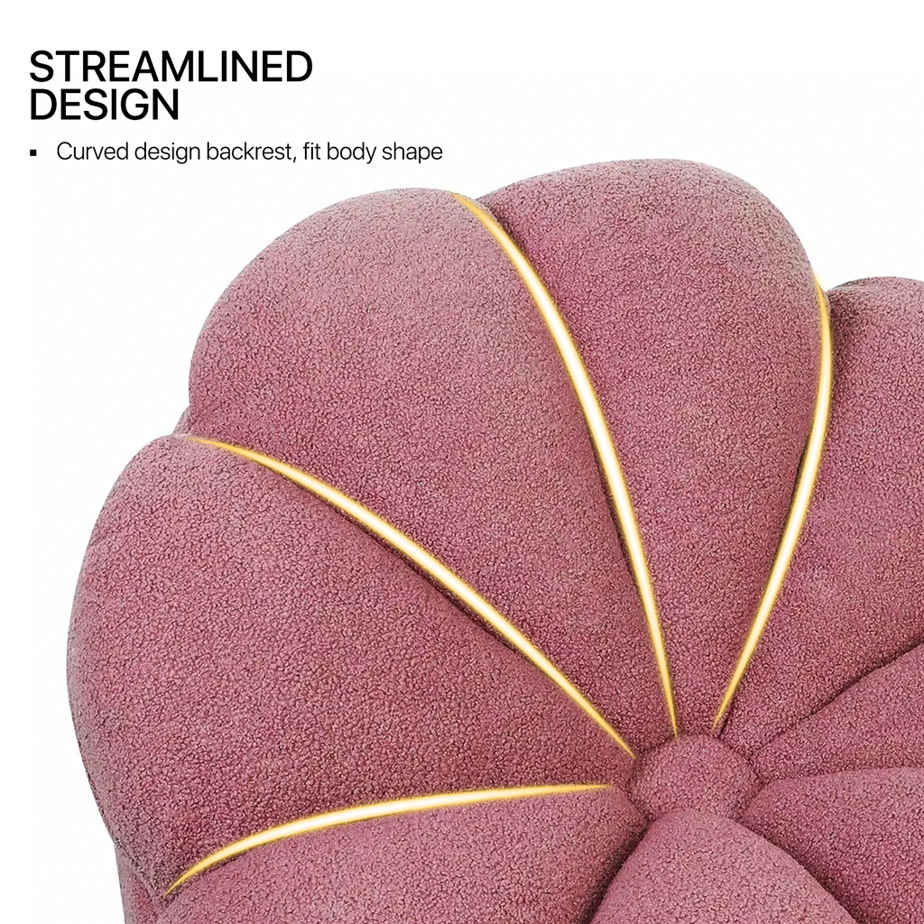 Rosewood Pink Mohair Blooming Flower Lazy Sofa T456