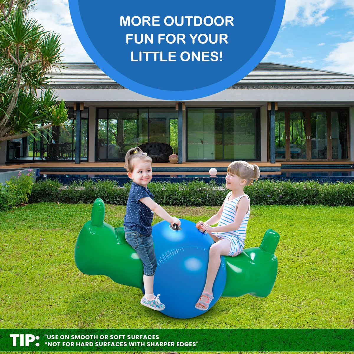 Inflatable Seesaw Rocking Toy with Safety Handles and Back Rest L3080