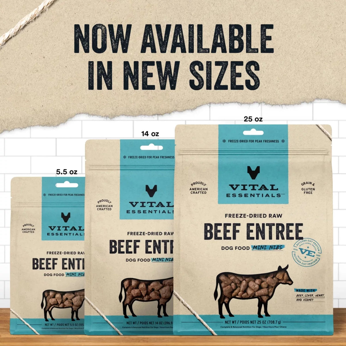 14 oz Freeze-Dried Raw Dog Food Beef Mini Nibs B207