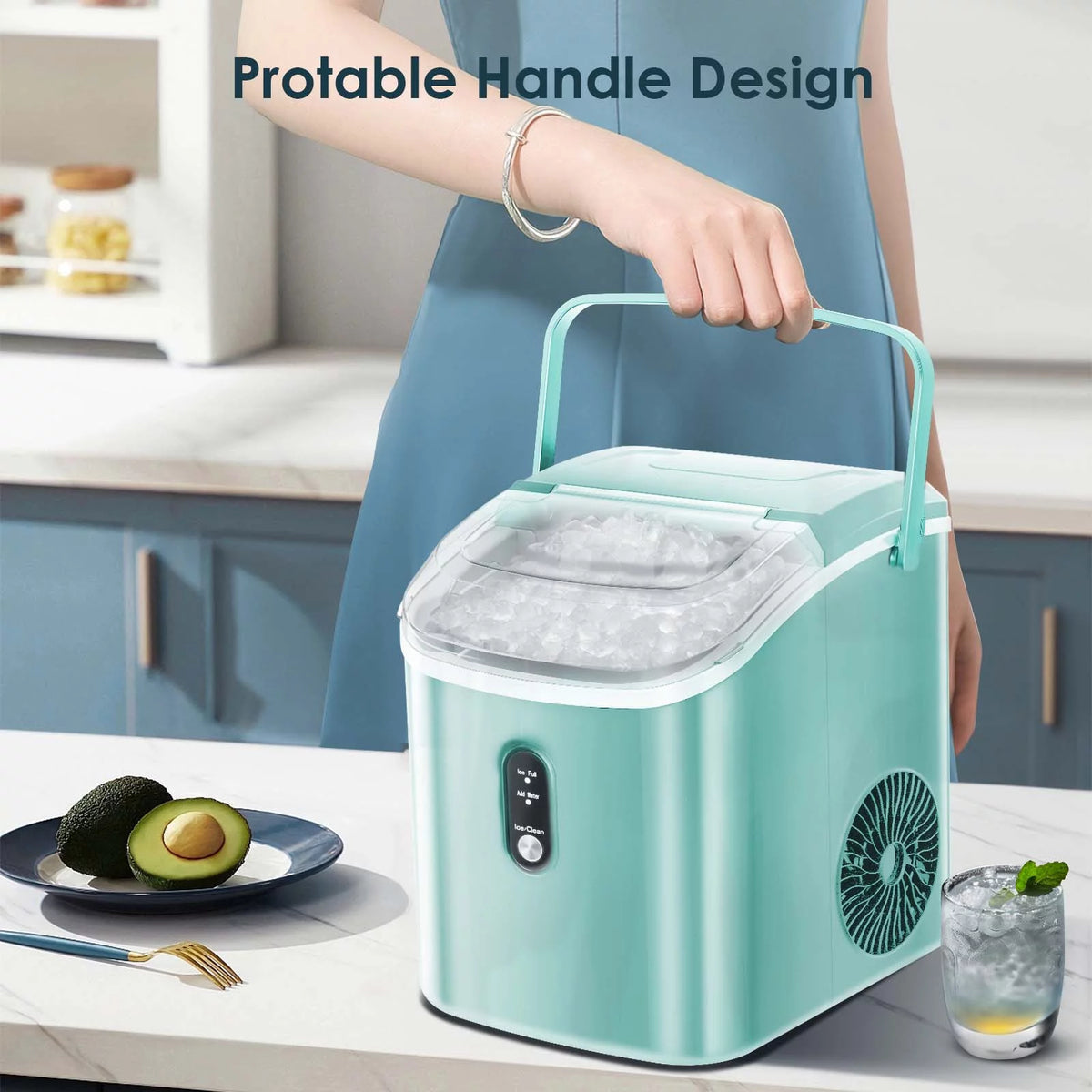 Nugget Ice Maker Countertop 33lbs/24H Self-Cleaning Portable Ice Machine Gray H913314