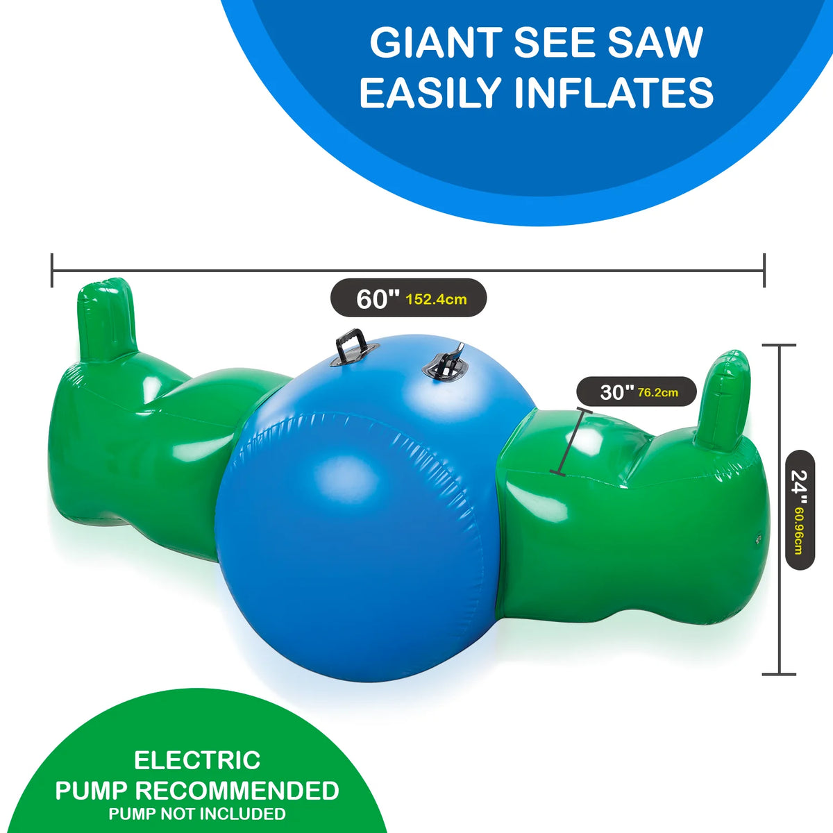 Inflatable Seesaw Rocking Toy with Safety Handles and Back Rest L3080