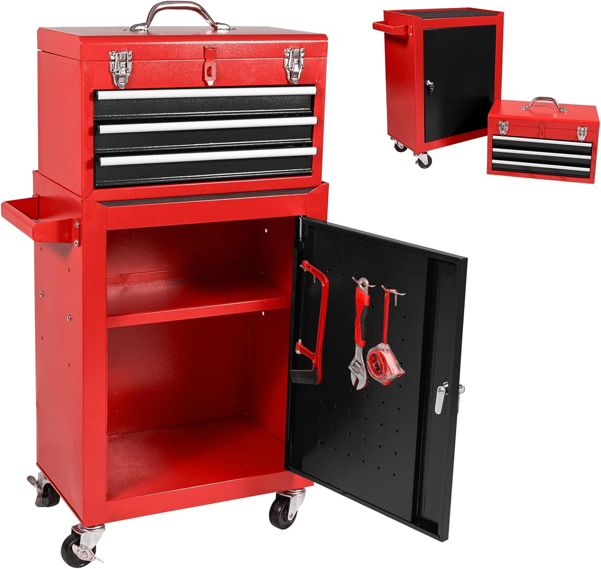 Large Capacity Rolling Lockable Tool Chest with 3 Drawers P4894