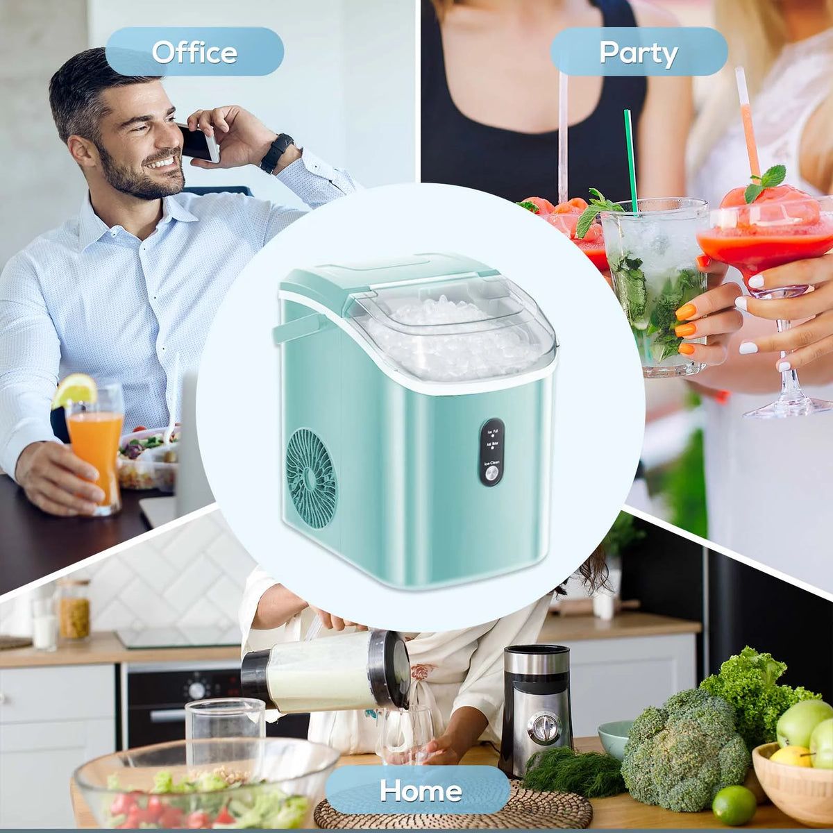 Nugget Ice Maker Countertop 33lbs/24H Self-Cleaning Portable Ice Machine Gray H913314