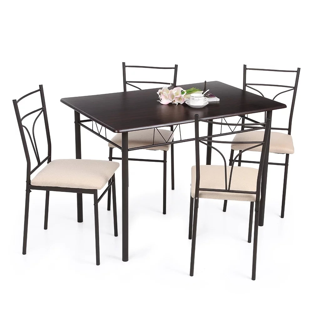 5PCS Metal Frame Dining Table Chairs Set L167