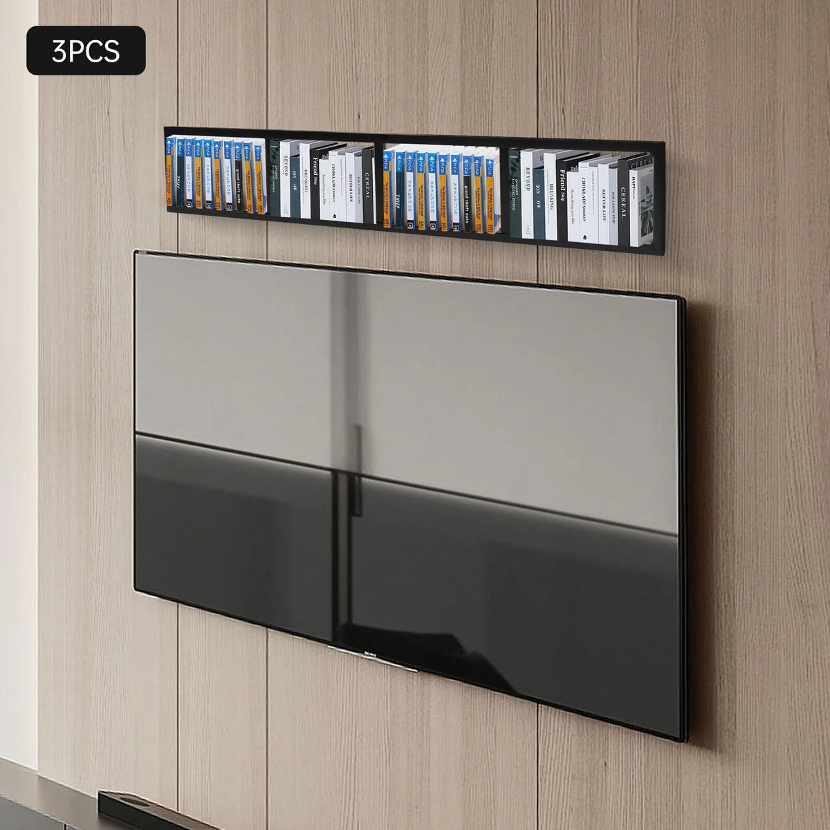 Black Iron Wall Mount CD DVD Media Rack Storage Shelf V4676