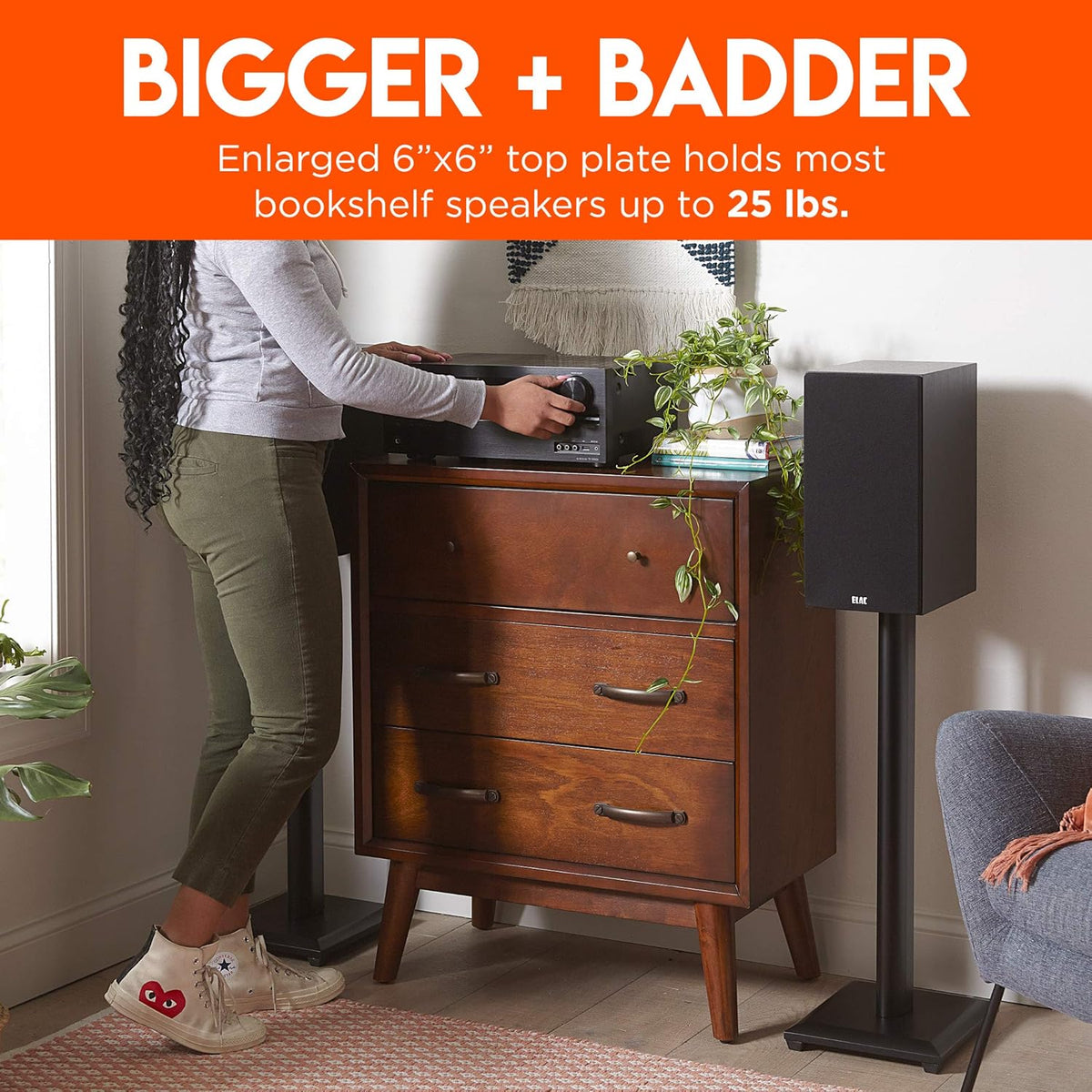 Universal Floor Speaker Stands with Sound Iso Pads & Carpet Spikes Y91842