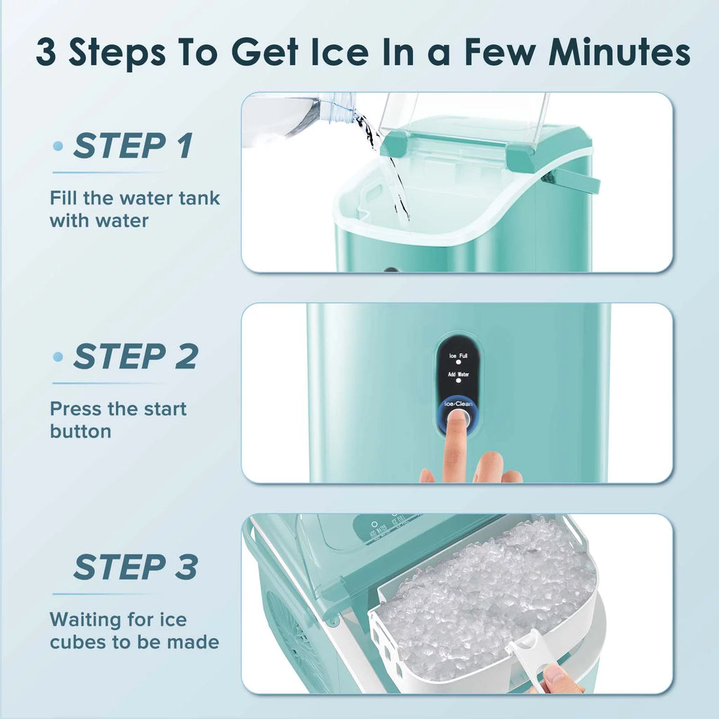 Nugget Ice Maker Countertop 33lbs/24H Self-Cleaning Portable Ice Machine Gray H913314