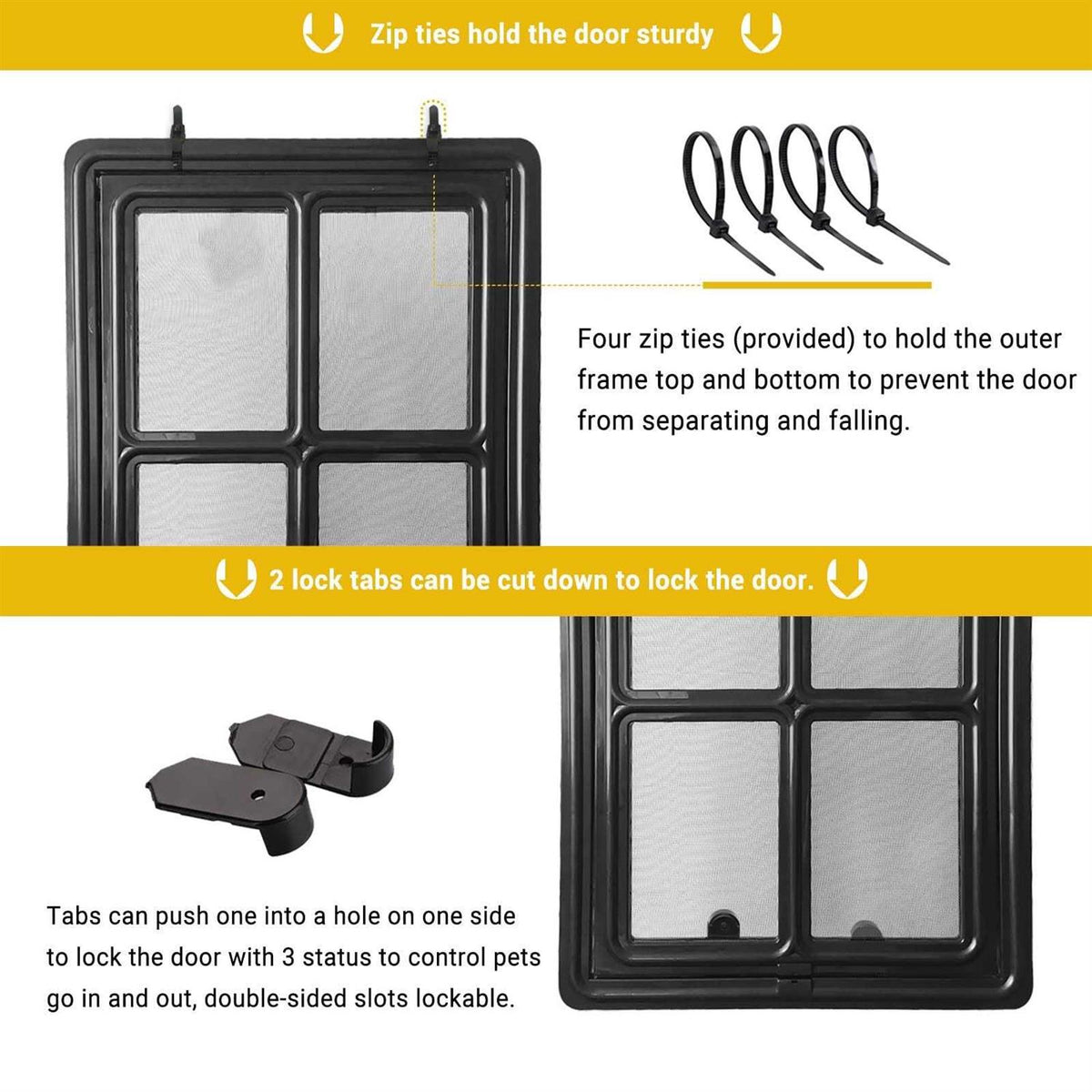 Screen Door Pet Door 12 x 16 inches Lockable Magnetic Automatic Closing X53721