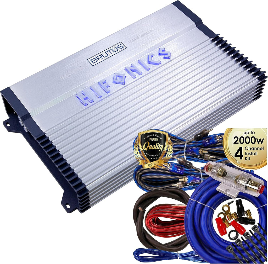 1600 Watt RMS 4-Channel Car Audio Amplifier with 4 Gauge Installation Kit J683991