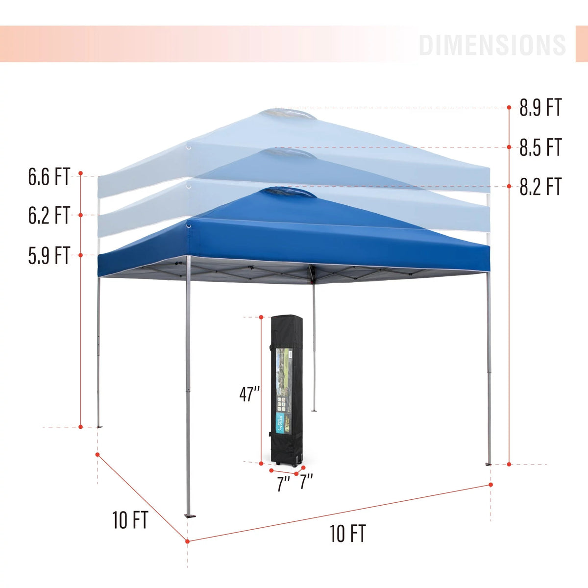 10' x 10' Blue Pop Up Canopy Tent with Wheeled Bag S879291