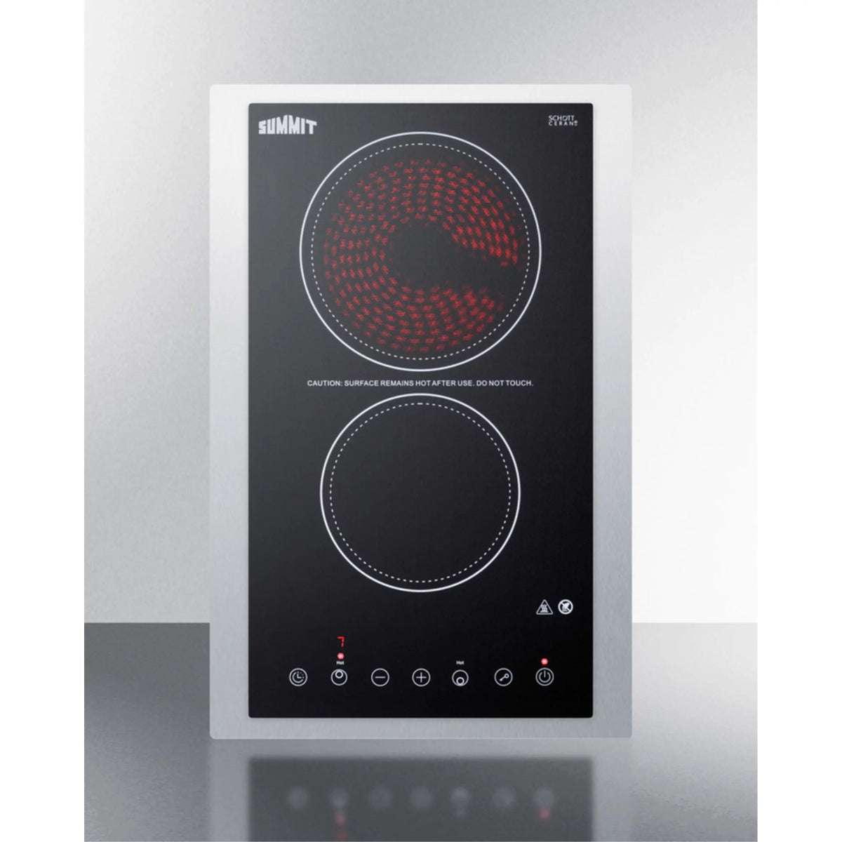 Black 2-burner Ceramic Glass Cooktop with Digital Touch Controls, 3000W Z265