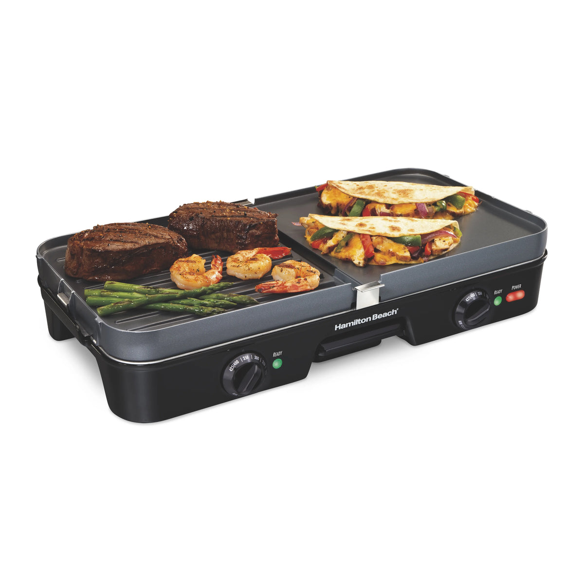 3-in-1 Electric Indoor Grill/Griddle, 180 Sq. in. Nonstick Cooking Surface, Black I825222