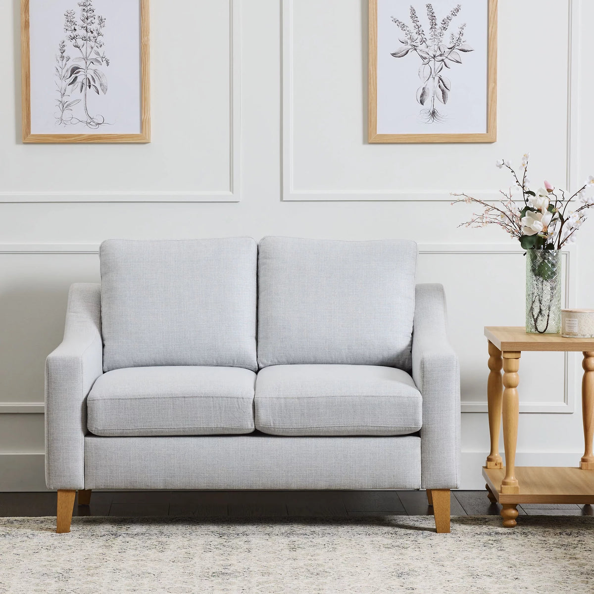 Light Gray Upholstered Loveseat M9203
