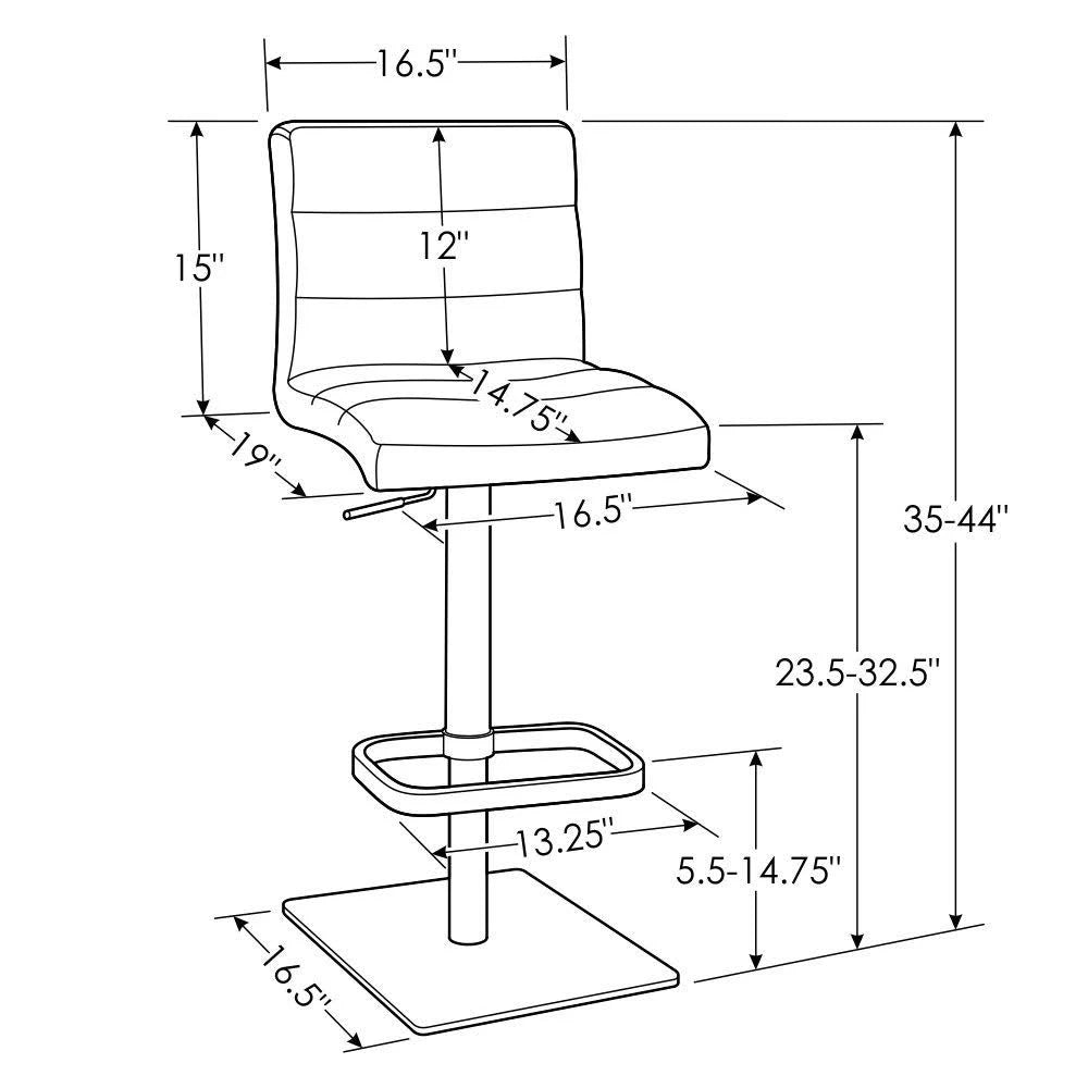 White Square Base Adjustable Height Swivel Armless Bar Stool P595