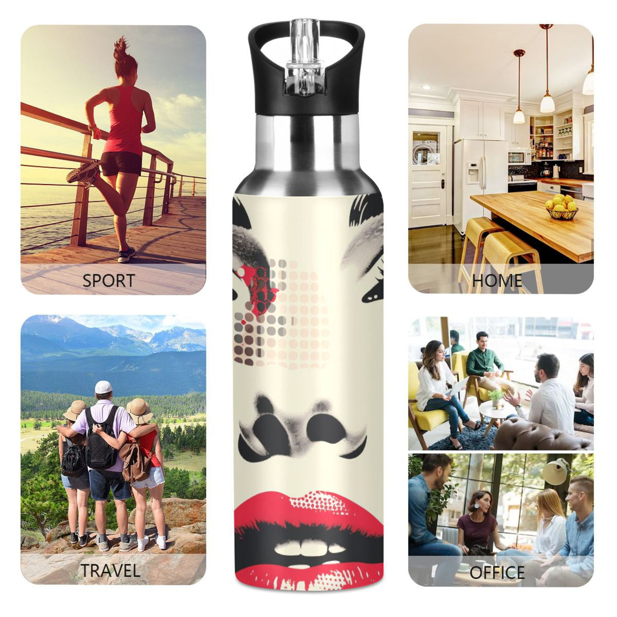 20 oz Insulated Stainless Steel Water Bottle with Straw Lid O93132