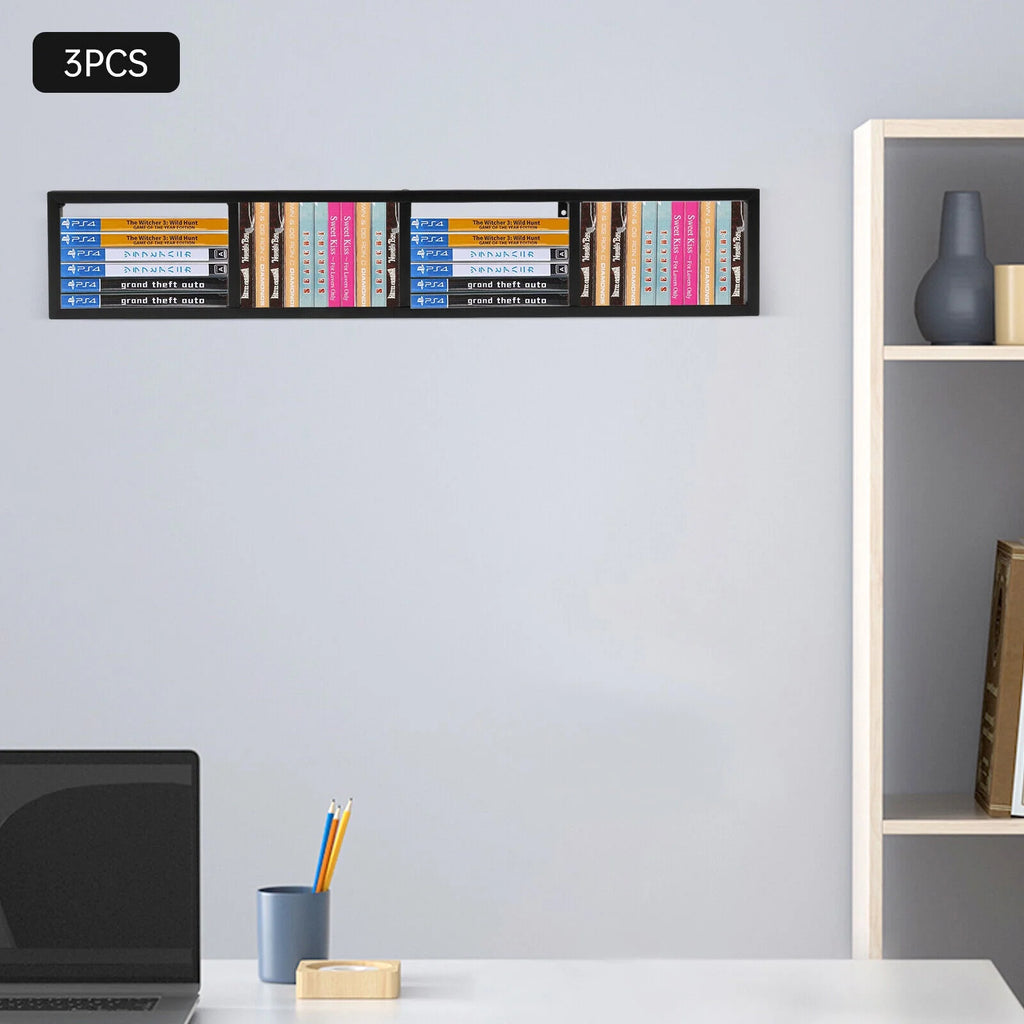 Black Iron Wall Mount CD DVD Media Rack Storage Shelf V4676