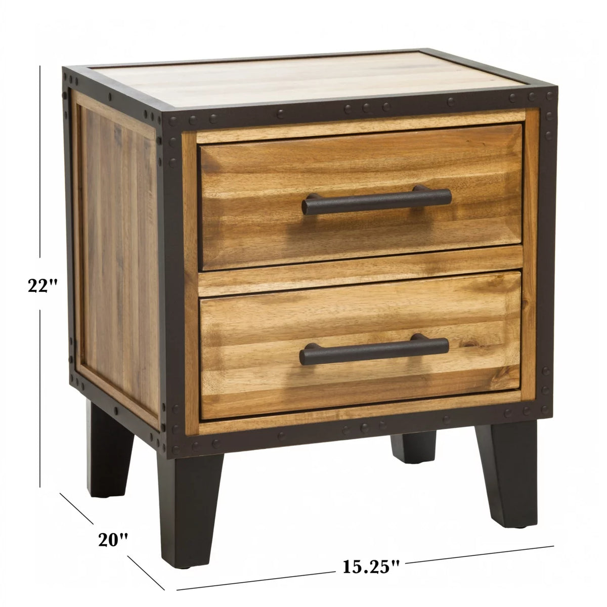 Natural Solid Wood Two Drawer Nightstand U30943