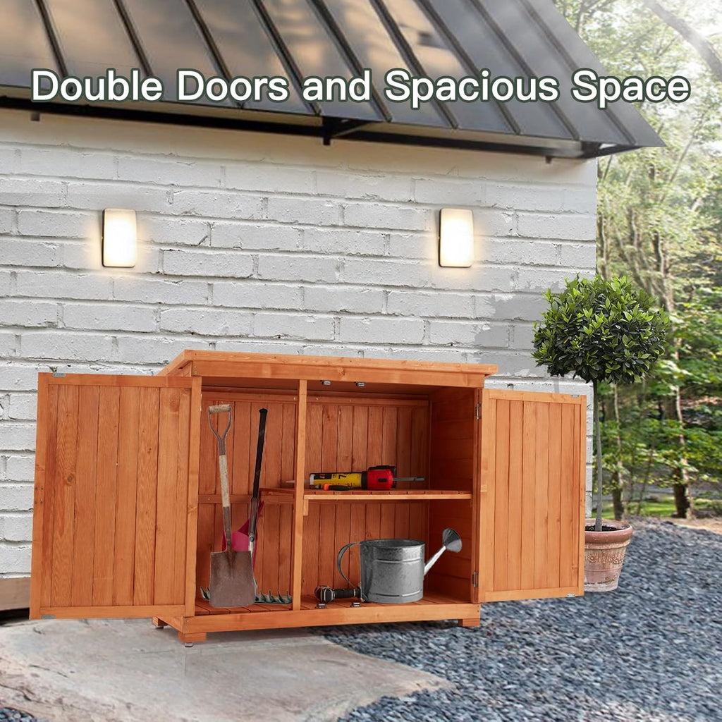 Wooden Outdoor Storage Cabinet with Lockable Double Doors E77501