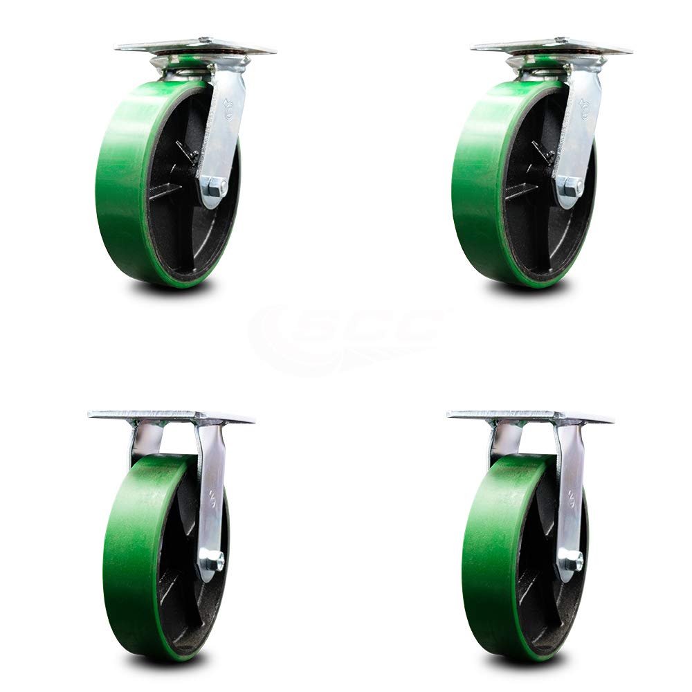 Pack of 2 Swivel Caster with 8 x 2 Green Wheel X1524