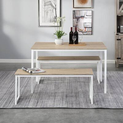 Distressed Brown Three Pieces Farmhouse Kitchen Table Set L169294