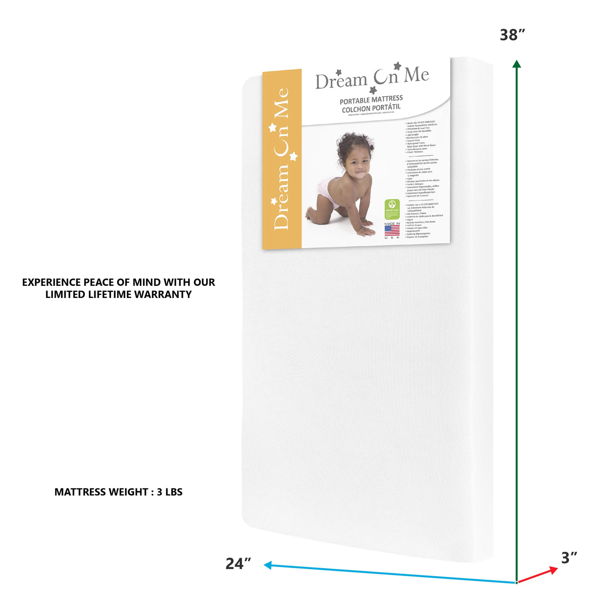 2-In-1 Breathable Foam Two-Sided Mini Crib Mattress H37839
