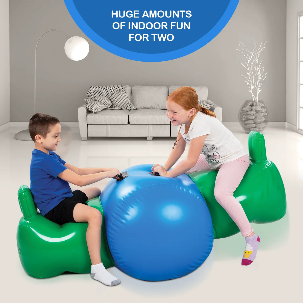 Inflatable Seesaw Rocking Toy with Safety Handles and Back Rest L3080