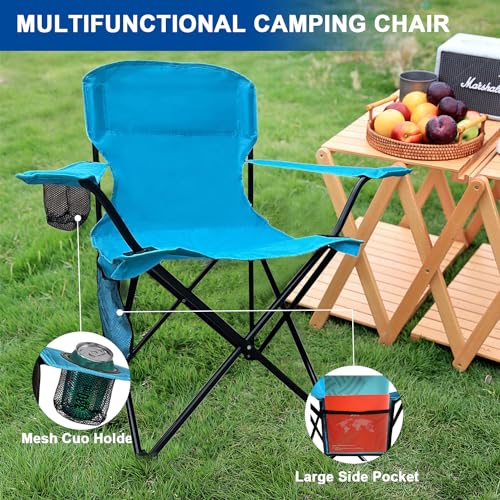 Folding Camping Chair with Cooler Bag, Blue M52710