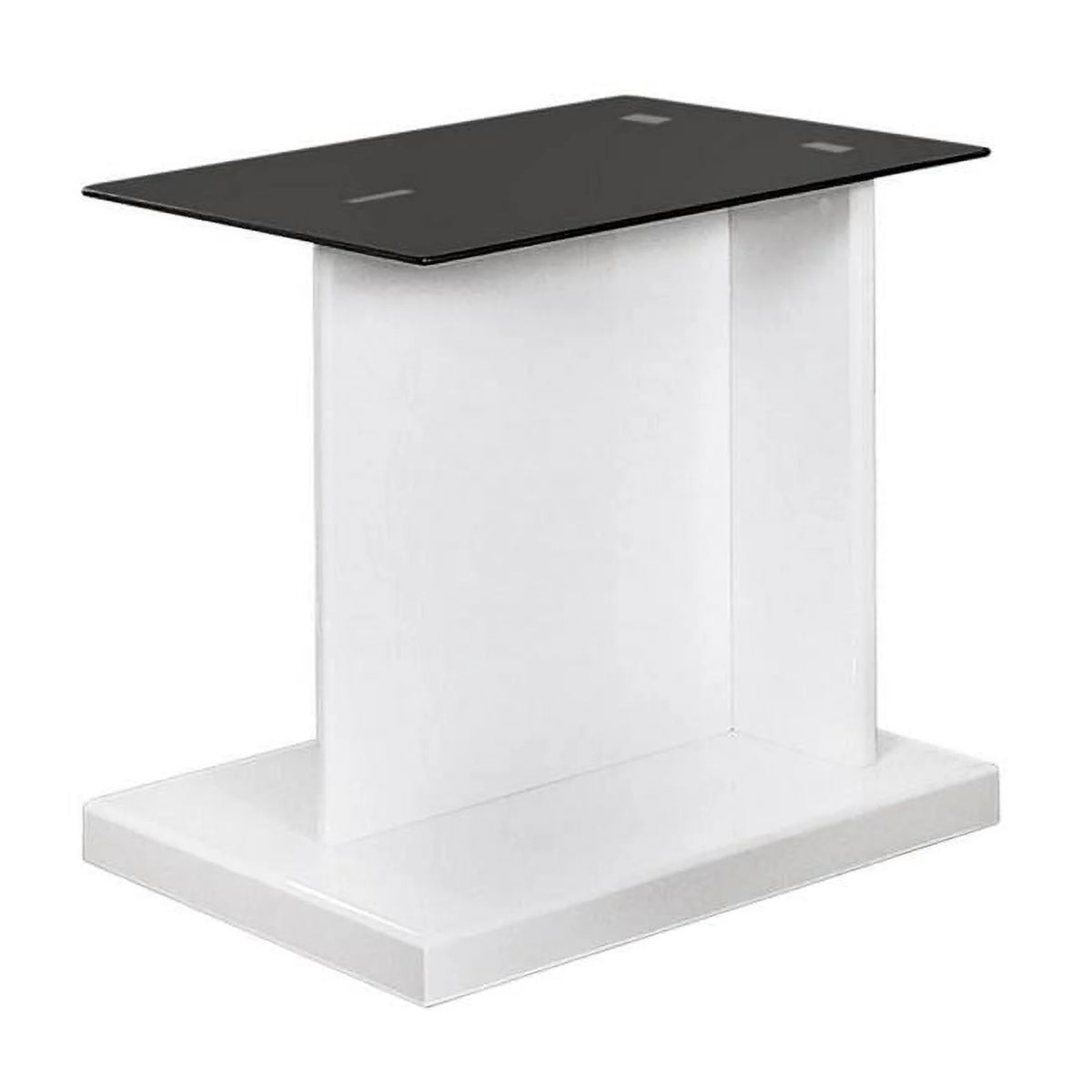 White 22 in. Glass Top Wood Side End Table G762