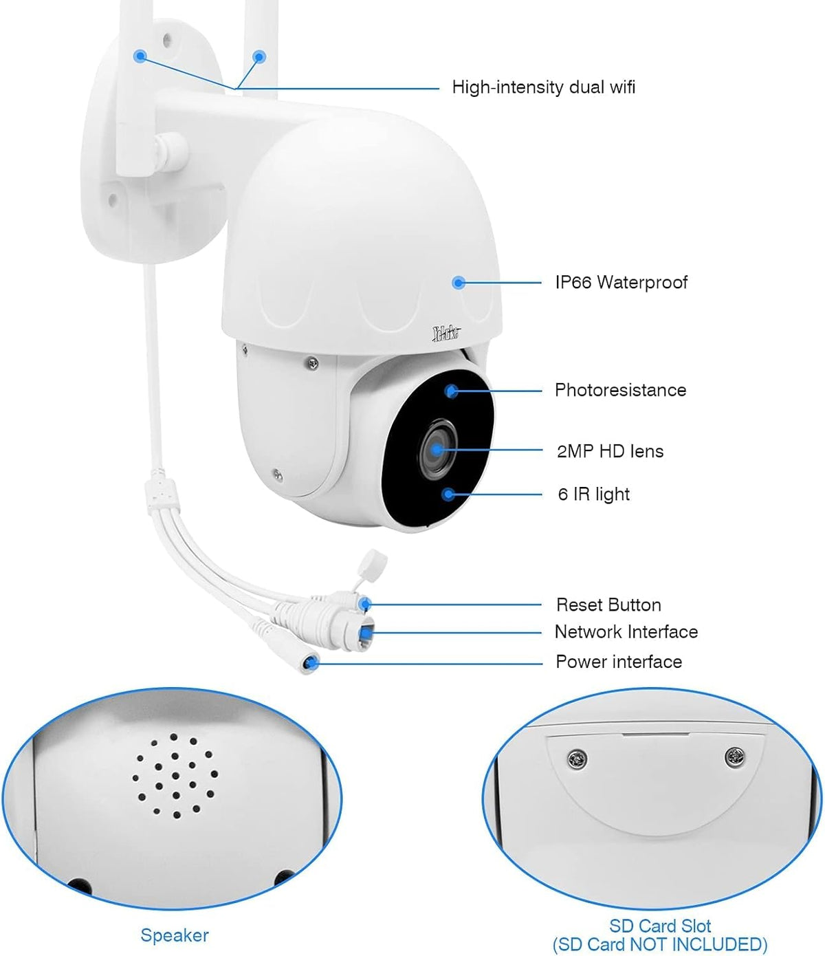 1080P WiFi Security Camera Outdoor with Night Vision Y578