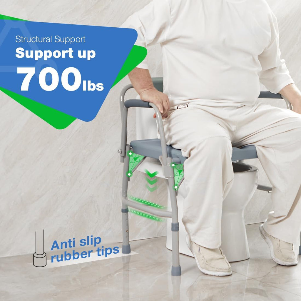3 in 1 Bariatric Commode Chair with Extra Wide Seat U469