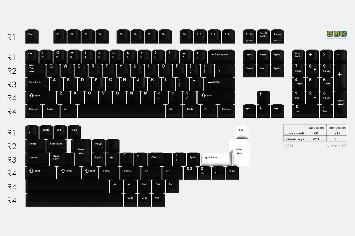 White-On-Black Custom Mechanical Keyboard Keycap Set 140-keys Doubleshot ABS Cherry Profile I56887