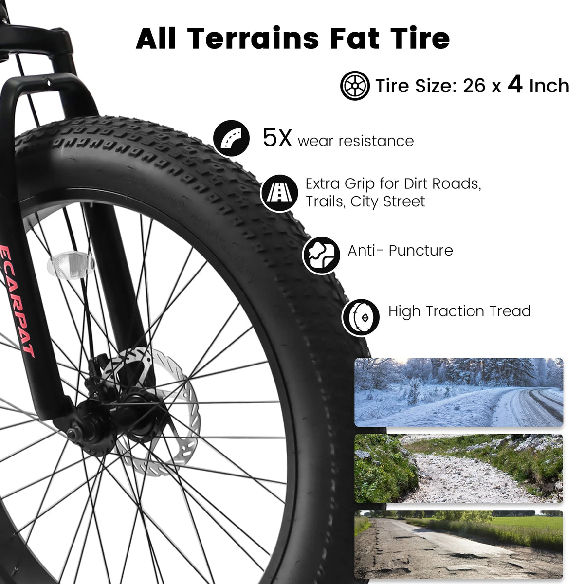 26 inch Fat Tires 21 Speeds Dual Disc Brake Mountain Bike U826