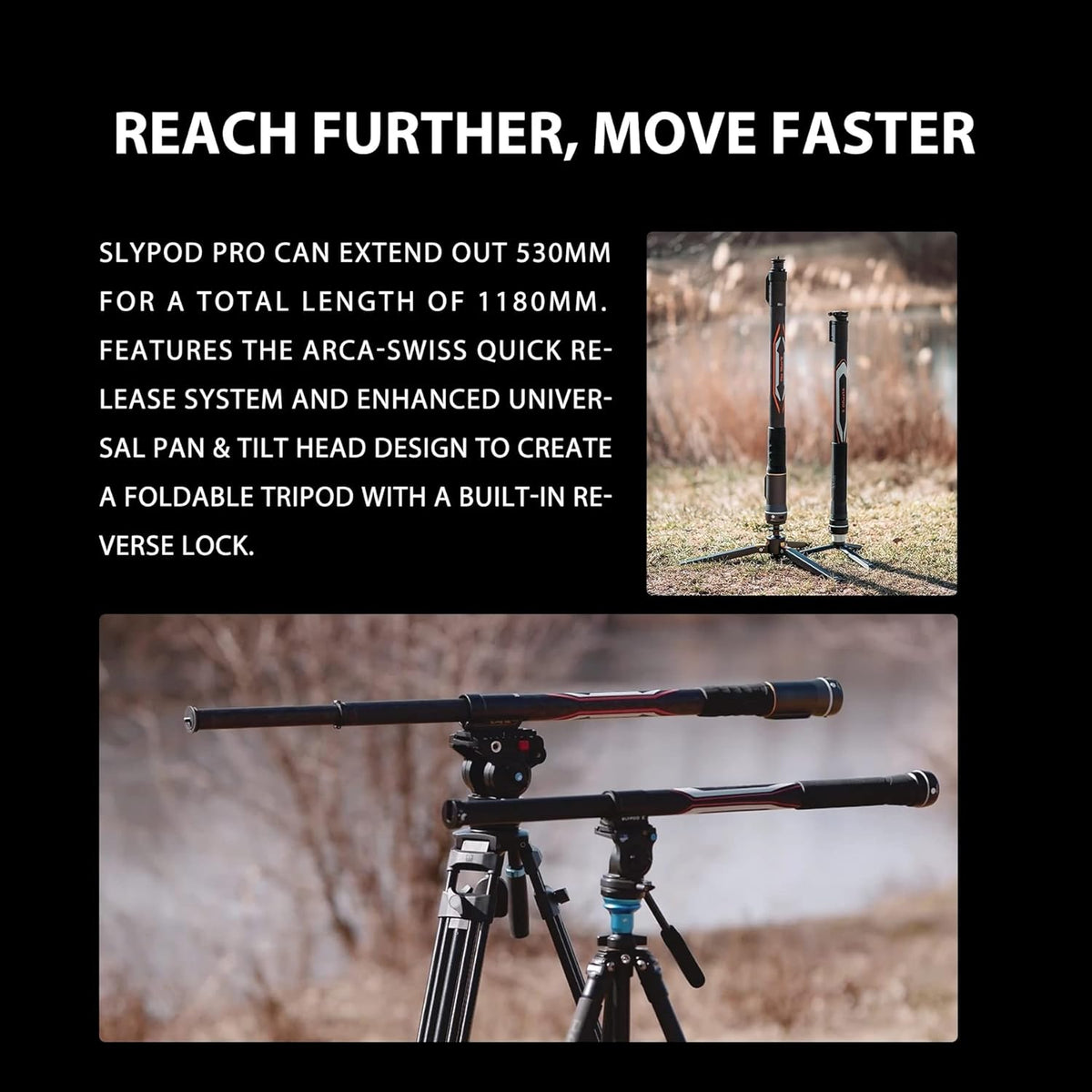 Motorized Monopod Camera Slider, Carbon Fiber, Vertical Payload 13Lb, Extendable to 54.3 in Q506479