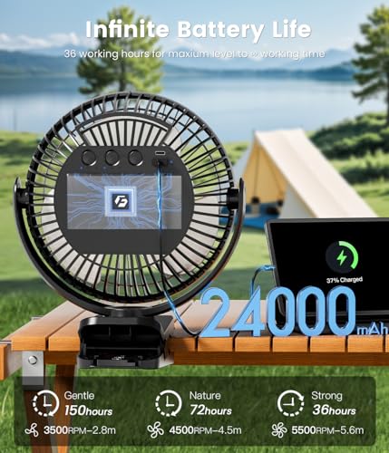 24000mAh 8-inch Portable Rechargeable Clip on Fan Q755