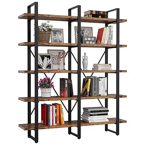 Industrial 5 Tier Wood and Metal Bookshelf B130847