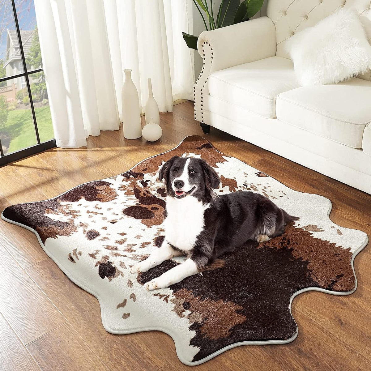 Faux Cowhide Animal Print Rug 4.6'x5.2' T65770