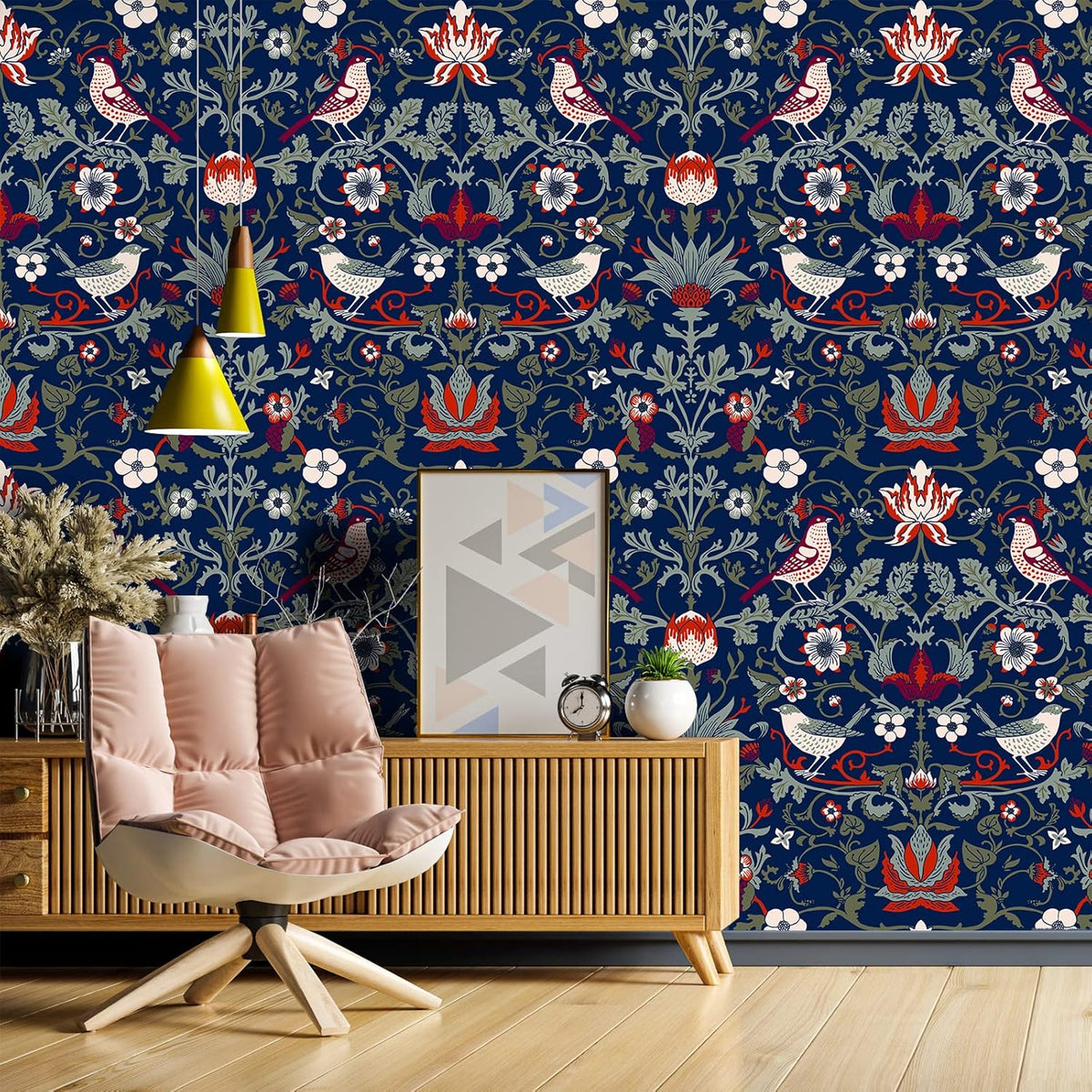 Navy Floral Peel and Stick Wallpaper 17.7''x118'' F955334