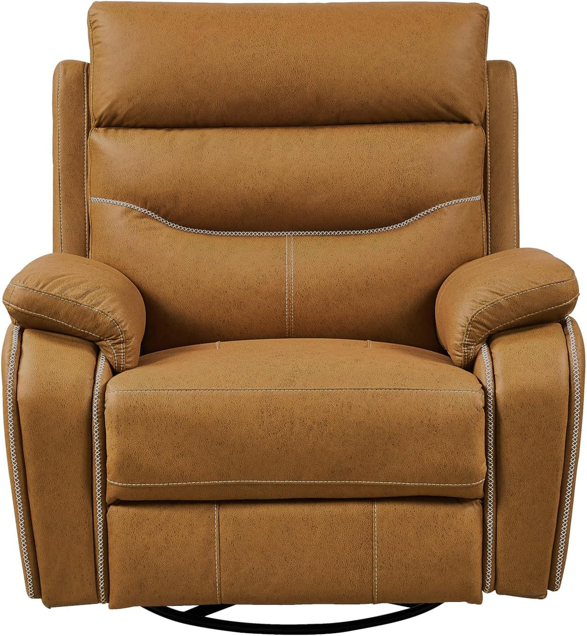 38" Dual Motor Rocking and Swivel Single Sofa Recliner Chair, Power Headrest, Yellow Brown R638181