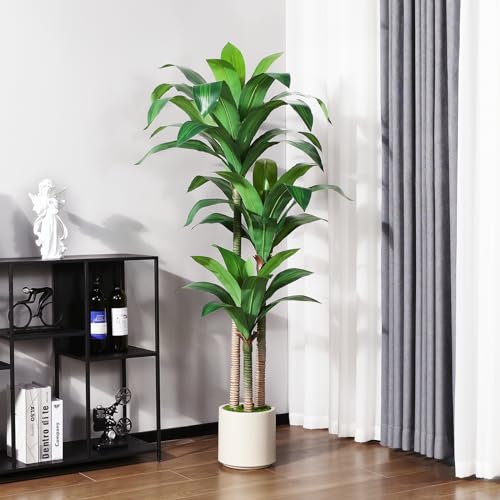 5ft Artificial Dracaena Tree with White Planter M84326